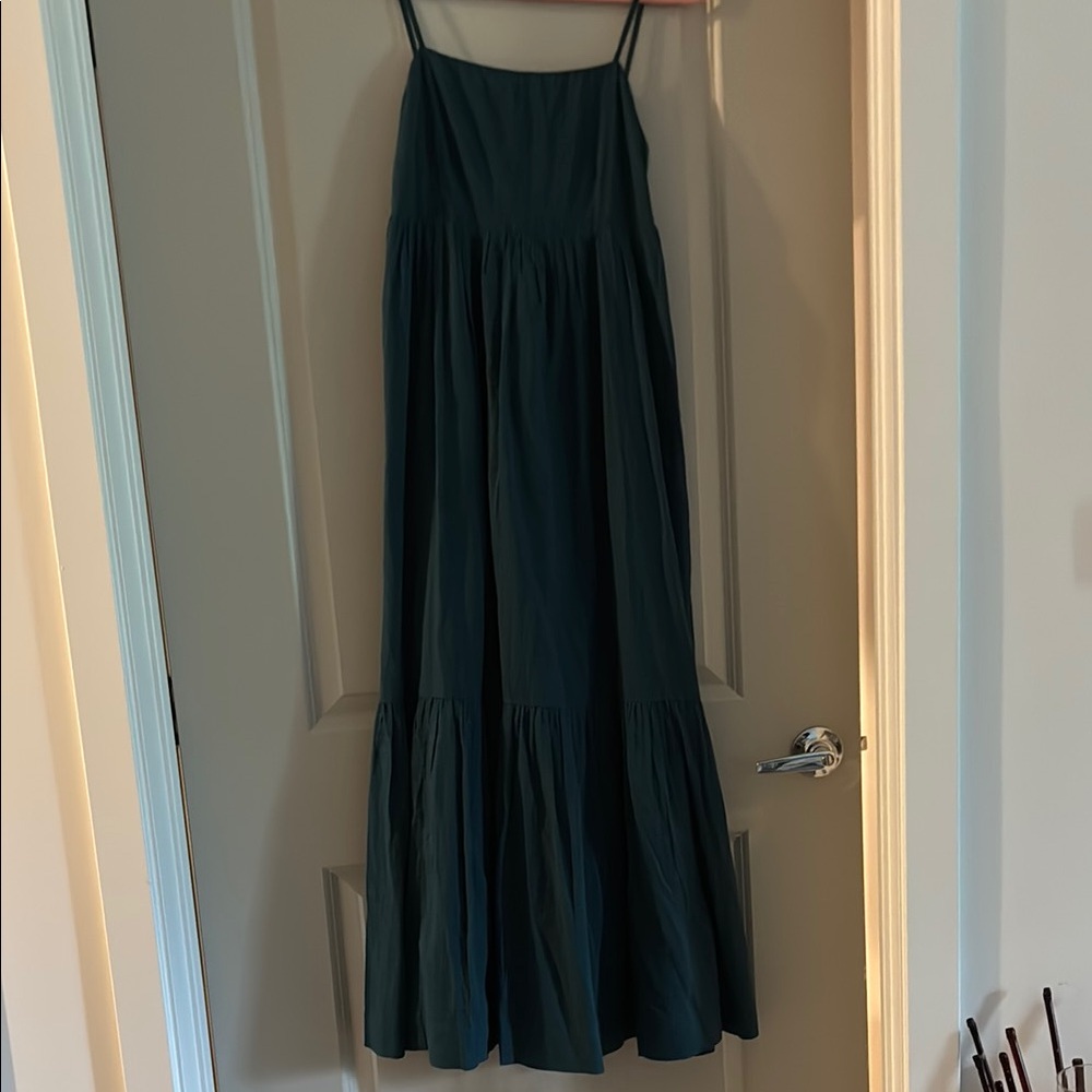 Abercrombie & Fitch teal Tiered Ruffled Halter Maxi Dress
